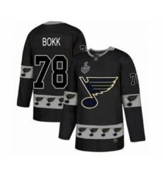 Men's St. Louis Blues #78 Dominik Bokk Authentic Black Team Logo Fashion 2019 Stanley Cup Final Bound Hockey Jersey