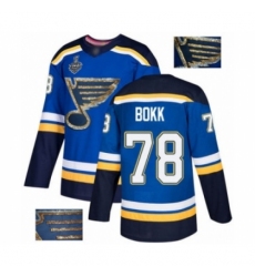 Men's St. Louis Blues #78 Dominik Bokk Authentic Royal Blue Fashion Gold 2019 Stanley Cup Final Bound Hockey Jersey
