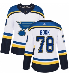 Women's Adidas St. Louis Blues #78 Dominik Bokk Authentic White Away NHL Jersey