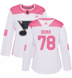 Women's Adidas St. Louis Blues #78 Dominik Bokk Authentic White Pink Fashion NHL Jersey