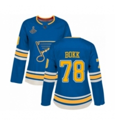 Women's St. Louis Blues #78 Dominik Bokk Authentic Navy Blue Alternate 2019 Stanley Cup Champions Hockey Jersey