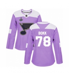 Women's St. Louis Blues #78 Dominik Bokk Authentic Purple Fights Cancer Practice 2019 Stanley Cup Champions Hockey Jersey