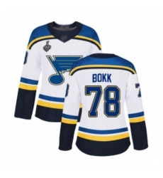 Women's St. Louis Blues #78 Dominik Bokk Authentic White Away 2019 Stanley Cup Final Bound Hockey Jersey