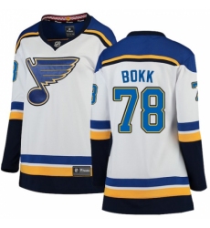 Women's St. Louis Blues #78 Dominik Bokk Fanatics Branded White Away Breakaway NHL Jersey