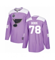 Youth St. Louis Blues #78 Dominik Bokk Authentic Purple Fights Cancer Practice 2019 Stanley Cup Final Bound Hockey Jersey