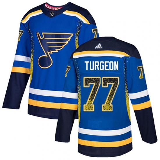 Men's Adidas St. Louis Blues #77 Pierre Turgeon Authentic Blue Drift Fashion NHL Jersey Men's Adidas St. Louis Blues #77 Pierre Turgeon Authentic Blue Drift Fashion NHL Jersey