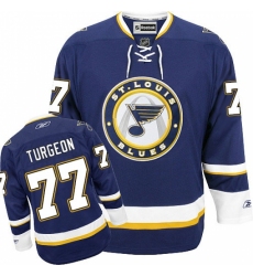 Women's Reebok St. Louis Blues #77 Pierre Turgeon Authentic Navy Blue Third NHL Jersey