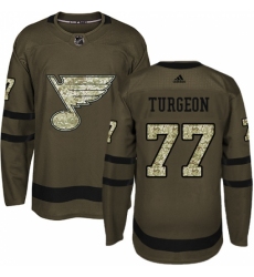 Youth Adidas St. Louis Blues #77 Pierre Turgeon Premier Green Salute to Service NHL Jersey