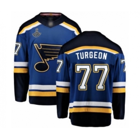 Youth St. Louis Blues #77 Pierre Turgeon Fanatics Branded Royal Blue Home Breakaway 2019 Stanley Cup Champions Hockey Jersey Youth St. Louis Blues #77 Pierre Turgeon Fanatics Branded Royal Blue Home Breakaway 2019 Stanley Cup Champions Hockey Jersey