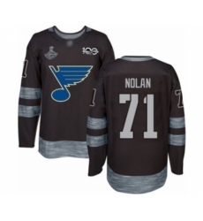 Men's St. Louis Blues #71 Jordan Nolan Authentic Black 1917-2017 100th Anniversary 2019 Stanley Cup Champions Hockey Jersey