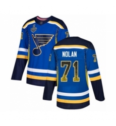 Men's St. Louis Blues #71 Jordan Nolan Authentic Blue Drift Fashion 2019 Stanley Cup Final Bound Hockey Jersey