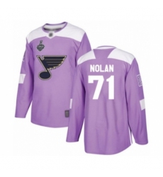 Men's St. Louis Blues #71 Jordan Nolan Authentic Purple Fights Cancer Practice 2019 Stanley Cup Final Bound Hockey Jersey