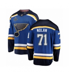 Men's St. Louis Blues #71 Jordan Nolan Fanatics Branded Royal Blue Home Breakaway 2019 Stanley Cup Champions Hockey Jersey