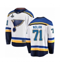 Men's St. Louis Blues #71 Jordan Nolan Fanatics Branded White Away Breakaway 2019 Stanley Cup Champions Hockey Jersey