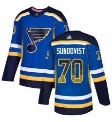Men's Adidas St. Louis Blues #70 Oskar Sundqvist Authentic Blue Drift Fashion NHL Jersey