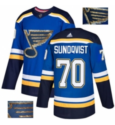 Men's Adidas St. Louis Blues #70 Oskar Sundqvist Authentic Royal Blue Fashion Gold NHL Jersey Men's Adidas St. Louis Blues #70 Oskar Sundqvist Authentic Royal Blue Fashion Gold NHL Jersey
