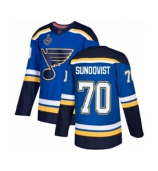 Men's St. Louis Blues #70 Oskar Sundqvist Authentic Royal Blue Home 2019 Stanley Cup Final Bound Hockey Jersey