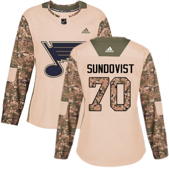 Women's Adidas St. Louis Blues #70 Oskar Sundqvist Authentic Camo Veterans Day Practice NHL Jersey Women's Adidas St. Louis Blues #70 Oskar Sundqvist Authentic Camo Veterans Day Practice NHL Jersey