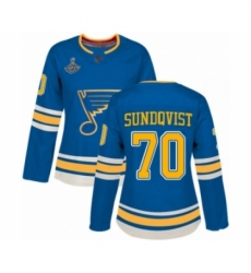 Women's St. Louis Blues #70 Oskar Sundqvist Authentic Navy Blue Alternate 2019 Stanley Cup Champions Hockey Jersey Women's St. Louis Blues #70 Oskar Sundqvist Authentic Navy Blue Alternate 2019 Stanley Cup Champions Hockey Jersey