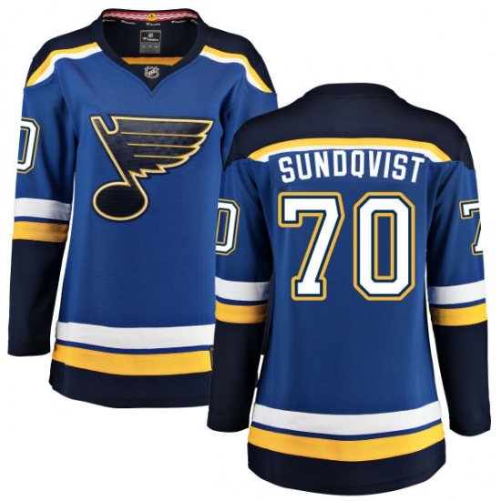 Women's St. Louis Blues #70 Oskar Sundqvist Fanatics Branded Royal Blue Home Breakaway NHL Jersey Women's St. Louis Blues #70 Oskar Sundqvist Fanatics Branded Royal Blue Home Breakaway NHL Jersey