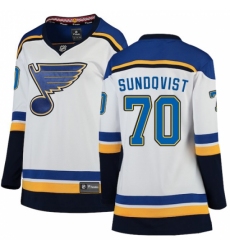 Women's St. Louis Blues #70 Oskar Sundqvist Fanatics Branded White Away Breakaway NHL Jersey Women's St. Louis Blues #70 Oskar Sundqvist Fanatics Branded White Away Breakaway NHL Jersey
