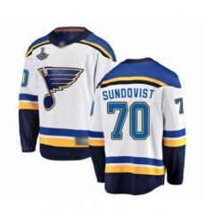 Youth St. Louis Blues #70 Oskar Sundqvist Fanatics Branded White Away Breakaway 2019 Stanley Cup Champions Hockey Jersey Youth St. Louis Blues #70 Oskar Sundqvist Fanatics Branded White Away Breakaway 2019 Stanley Cup Champions Hockey Jersey