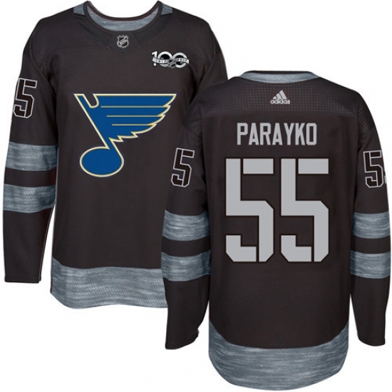 Men's Adidas St. Louis Blues #55 Colton Parayko Authentic Black 1917-2017 100th Anniversary NHL Jersey Men's Adidas St. Louis Blues #55 Colton Parayko Authentic Black 1917-2017 100th Anniversary NHL Jersey
