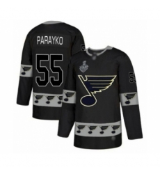 Men's St. Louis Blues #55 Colton Parayko Authentic Black Team Logo Fashion 2019 Stanley Cup Final Bound Hockey Jersey