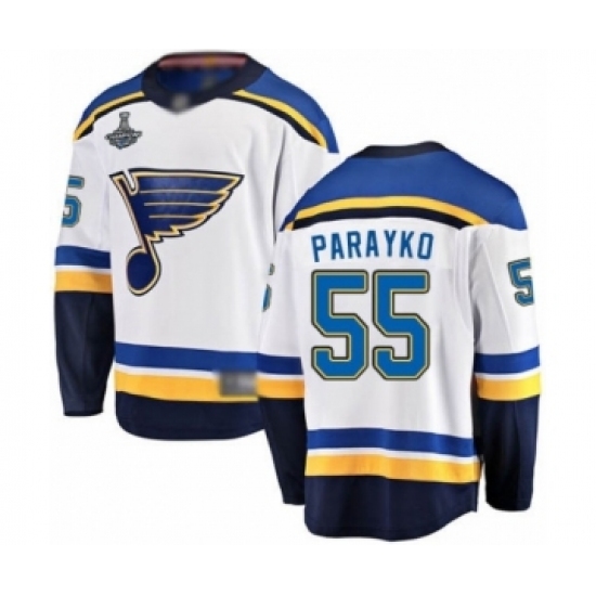 Men's St. Louis Blues #55 Colton Parayko Fanatics Branded White Away Breakaway 2019 Stanley Cup Champions Hockey Jersey Men's St. Louis Blues #55 Colton Parayko Fanatics Branded White Away Breakaway 2019 Stanley Cup Champions Hockey Jersey
