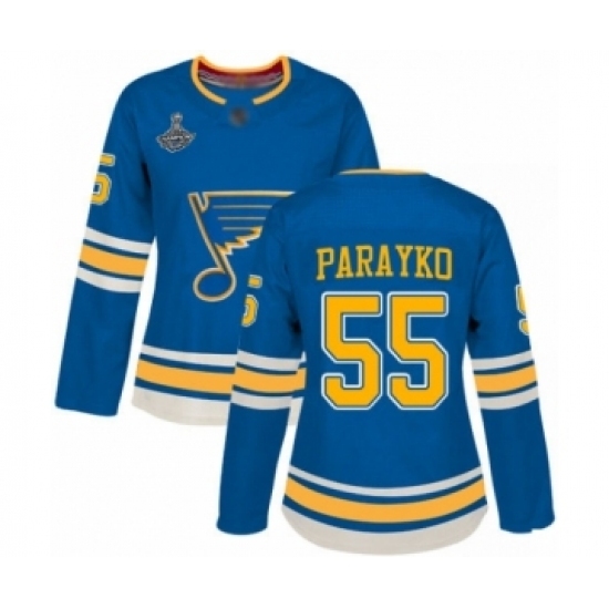 Women's St. Louis Blues #55 Colton Parayko Authentic Navy Blue Alternate 2019 Stanley Cup Champions Hockey Jersey Women's St. Louis Blues #55 Colton Parayko Authentic Navy Blue Alternate 2019 Stanley Cup Champions Hockey Jersey