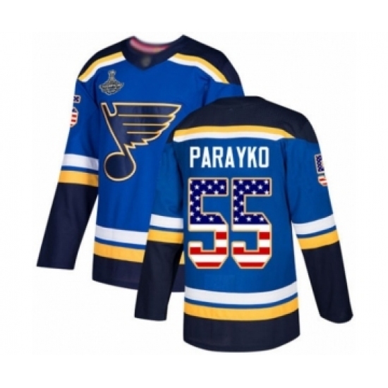 Youth St. Louis Blues #55 Colton Parayko Authentic Blue USA Flag Fashion 2019 Stanley Cup Champions Hockey Jersey Youth St. Louis Blues #55 Colton Parayko Authentic Blue USA Flag Fashion 2019 Stanley Cup Champions Hockey Jersey