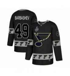 Men's St. Louis Blues #49 Ivan Barbashev Authentic Black Team Logo Fashion 2019 Stanley Cup Final Bound Hockey Jersey