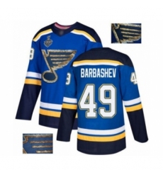 Men's St. Louis Blues #49 Ivan Barbashev Authentic Royal Blue Fashion Gold 2019 Stanley Cup Final Bound Hockey Jersey