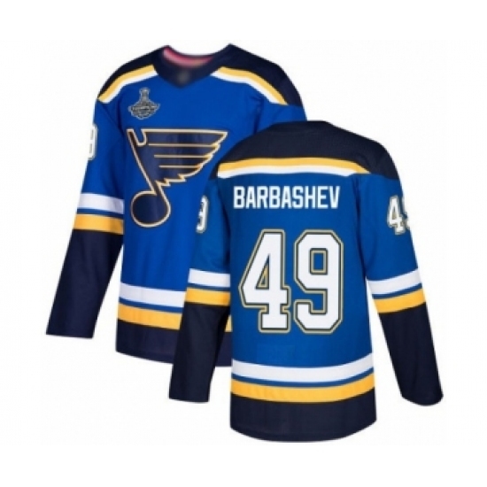 Men's St. Louis Blues #49 Ivan Barbashev Authentic Royal Blue Home 2019 Stanley Cup Champions Hockey Jersey Men's St. Louis Blues #49 Ivan Barbashev Authentic Royal Blue Home 2019 Stanley Cup Champions Hockey Jersey