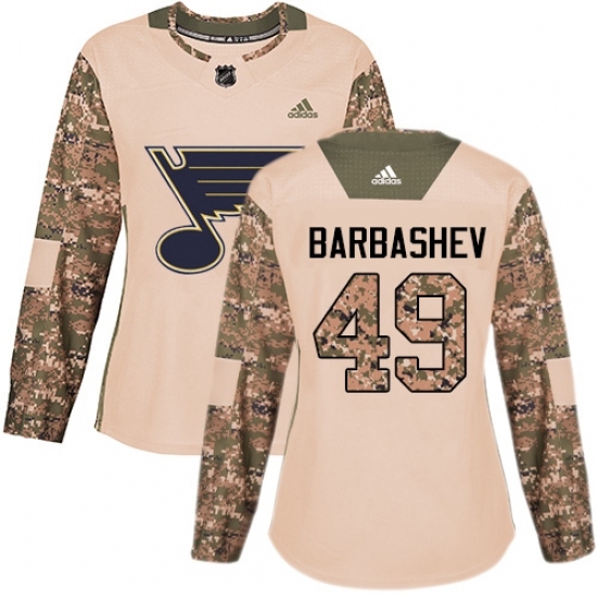 Women's Adidas St. Louis Blues #49 Ivan Barbashev Authentic Camo Veterans Day Practice NHL Jersey Women's Adidas St. Louis Blues #49 Ivan Barbashev Authentic Camo Veterans Day Practice NHL Jersey