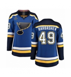 Women's St. Louis Blues #49 Ivan Barbashev Fanatics Branded Royal Blue Home Breakaway 2019 Stanley Cup Champions Hockey Jersey