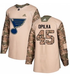 Men's Adidas St. Louis Blues #45 Luke Opilka Authentic Camo Veterans Day Practice NHL Jersey