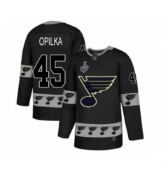 Men's St. Louis Blues #45 Luke Opilka Authentic Black Team Logo Fashion 2019 Stanley Cup Final Bound Hockey Jersey