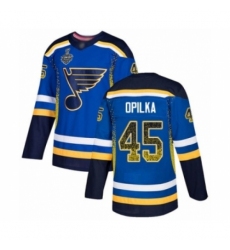 Men's St. Louis Blues #45 Luke Opilka Authentic Blue Drift Fashion 2019 Stanley Cup Final Bound Hockey Jersey