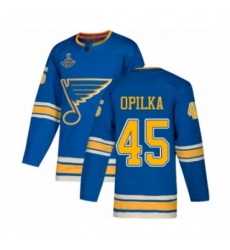 Men's St. Louis Blues #45 Luke Opilka Authentic Navy Blue Alternate 2019 Stanley Cup Champions Hockey Jersey