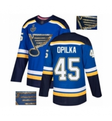 Men's St. Louis Blues #45 Luke Opilka Authentic Royal Blue Fashion Gold 2019 Stanley Cup Final Bound Hockey Jersey