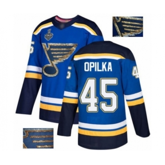 Men's St. Louis Blues #45 Luke Opilka Authentic Royal Blue Fashion Gold 2019 Stanley Cup Final Bound Hockey Jersey Men's St. Louis Blues #45 Luke Opilka Authentic Royal Blue Fashion Gold 2019 Stanley Cup Final Bound Hockey Jersey