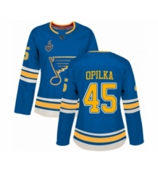 Women's St. Louis Blues #45 Luke Opilka Authentic Navy Blue Alternate 2019 Stanley Cup Final Bound Hockey Jersey Women's St. Louis Blues #45 Luke Opilka Authentic Navy Blue Alternate 2019 Stanley Cup Final Bound Hockey Jersey