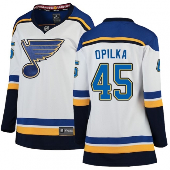 Women's St. Louis Blues #45 Luke Opilka Fanatics Branded White Away Breakaway NHL Jersey Women's St. Louis Blues #45 Luke Opilka Fanatics Branded White Away Breakaway NHL Jersey