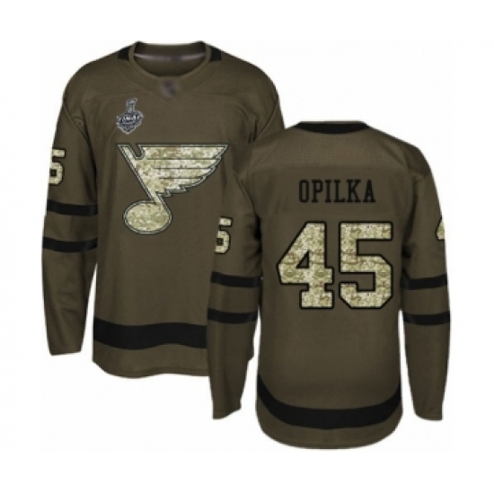 Youth St. Louis Blues #45 Luke Opilka Authentic Green Salute to Service 2019 Stanley Cup Final Bound Hockey Jersey Youth St. Louis Blues #45 Luke Opilka Authentic Green Salute to Service 2019 Stanley Cup Final Bound Hockey Jersey