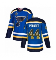Men's St. Louis Blues #44 Chris Pronger Authentic Blue Drift Fashion 2019 Stanley Cup Final Bound Hockey Jersey