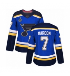 Women's St. Louis Blues #7 Patrick Maroon Authentic Royal Blue Home 2019 Stanley Cup Final Bound Hockey Jersey
