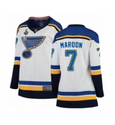 Women's St. Louis Blues #7 Patrick Maroon Fanatics Branded White Away Breakaway 2019 Stanley Cup Final Bound Hockey Jersey