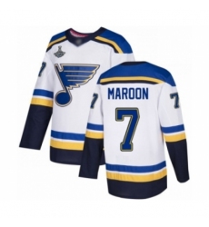 Youth St. Louis Blues #7 Patrick Maroon Authentic White Away 2019 Stanley Cup Champions Hockey Jersey