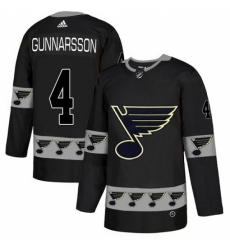 Men's Adidas St. Louis Blues #4 Carl Gunnarsson Authentic Black Team Logo Fashion NHL Jersey